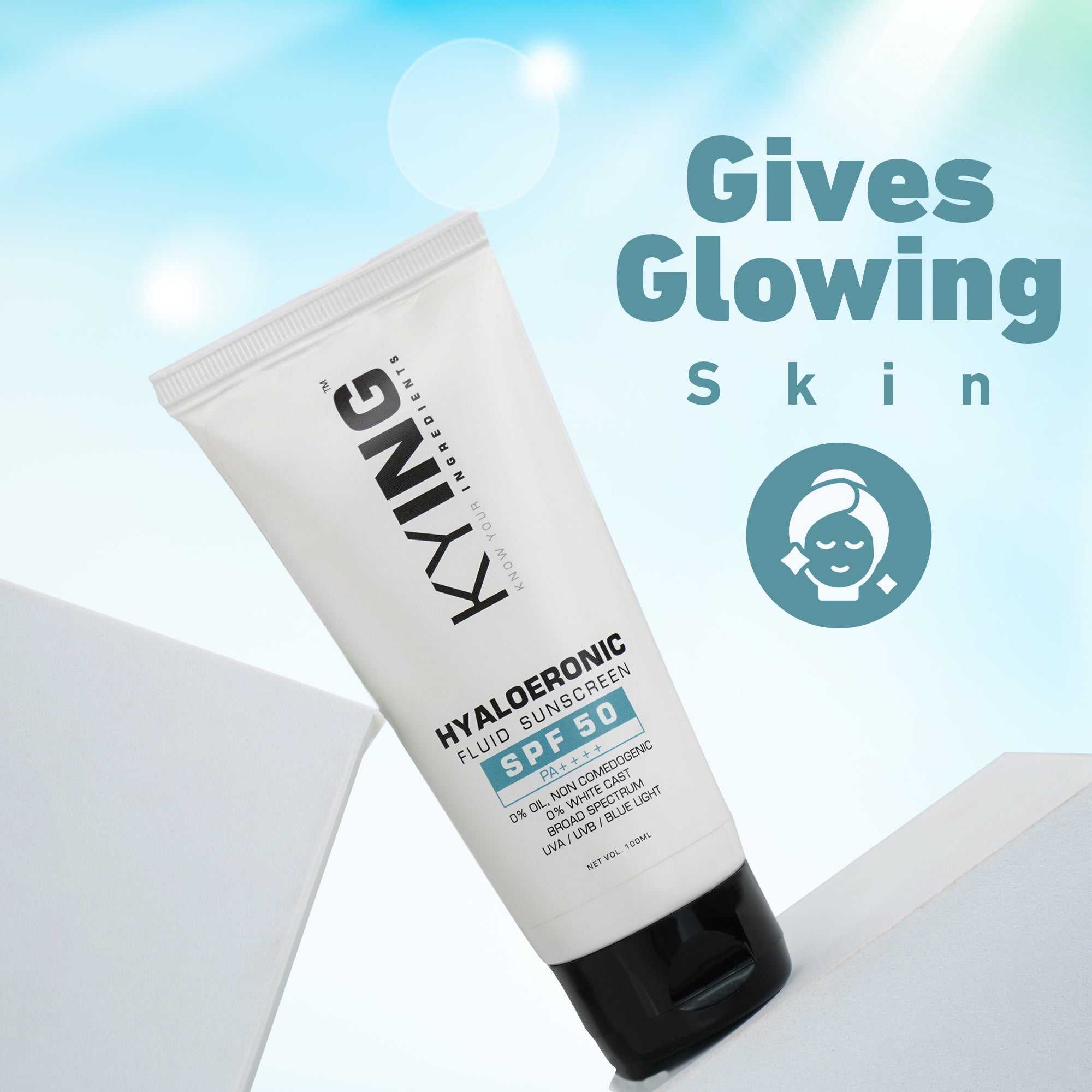 KYING Hyaloeronic Fluid Sunscreen SPF50 PA++++, 100ml - Defend and Hydrate