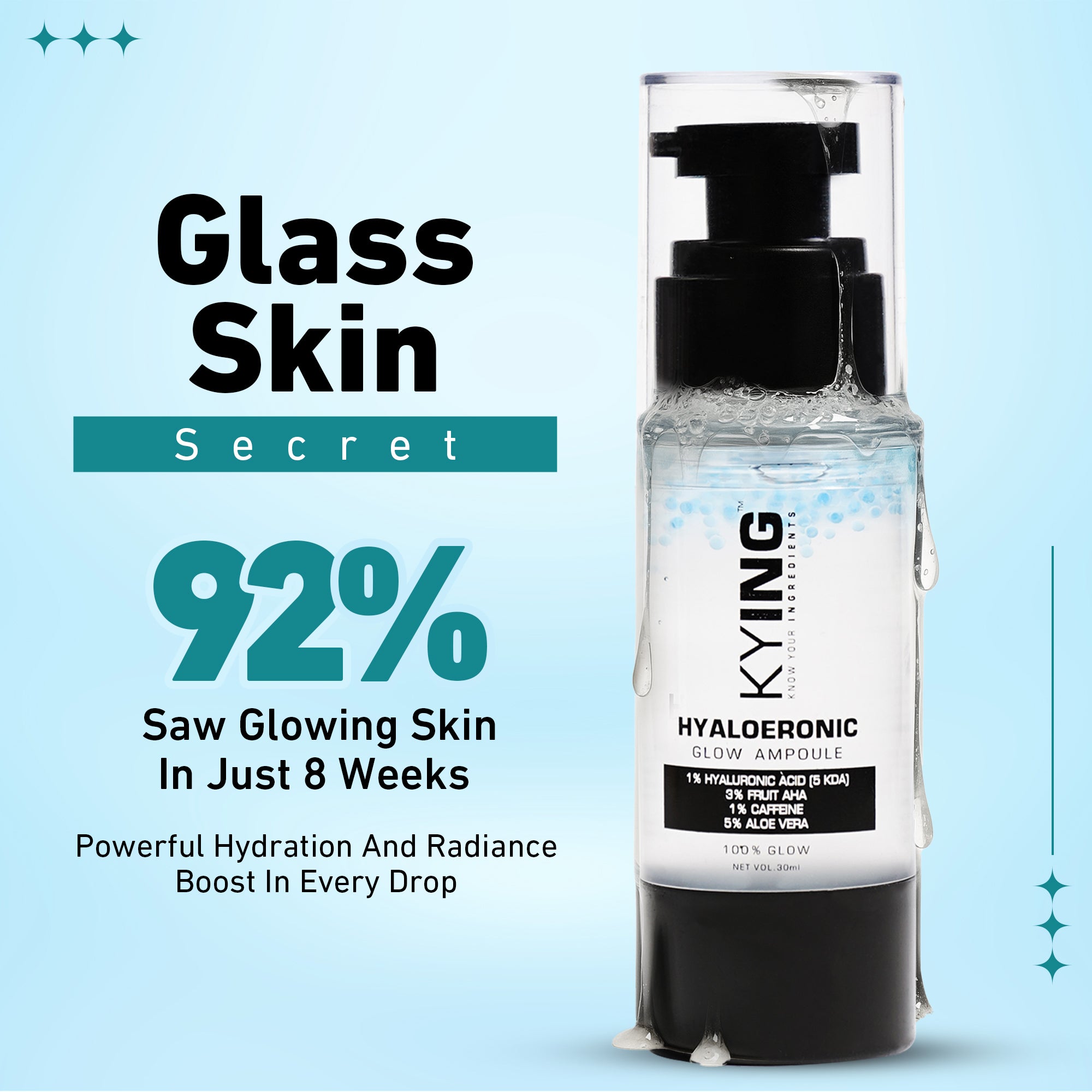 KYING® Hyaloeronic Glow Ampoule Serum (Korean Beauty), 30ml