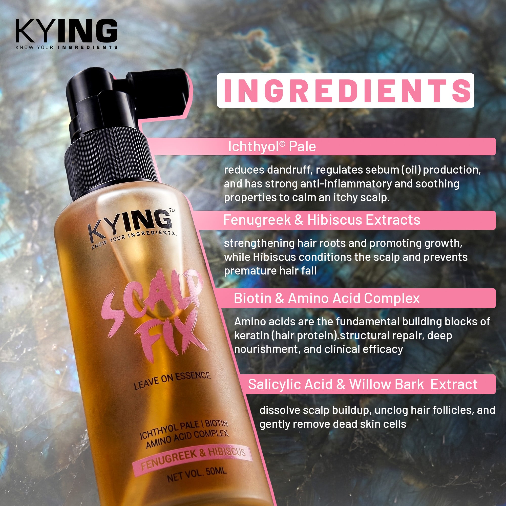 KYING® Scalp Fix Leave-On Essence | For Nourishing Care & Anti-Dandruff Serum | Paraben Free - 50ml